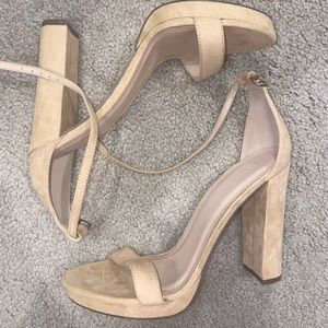 Suede tan pumps
